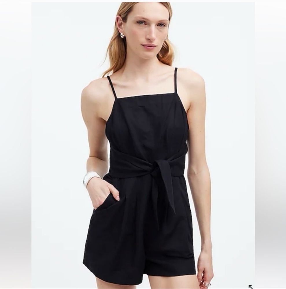 Madewell Black Sandy Romper Linen Blend Size 12